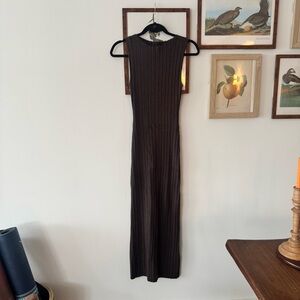 NWOT Quince Cotton Cashmere Ribbed Sleeveless Midi Dress Mocha M